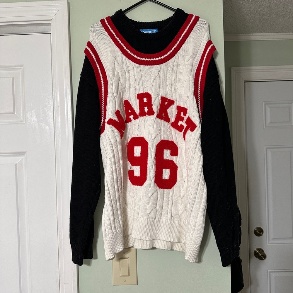 Market Studios 96 Home Team Black and Red Sweater NWT